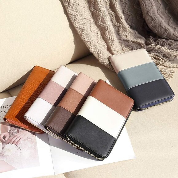 Women's Leather RFID Bifold Wallet Large Capacity Organizer with Zipper - Picture 7 of 8